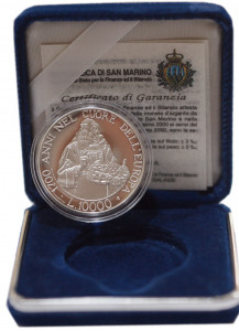 2000 - 10.000 lire San Marino argento proof 1700 anni Repubblica San Marino